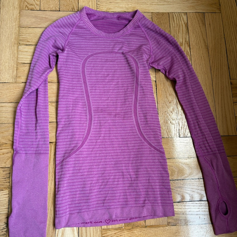 lululemon athletica Purple Striped Long Sleeve Top